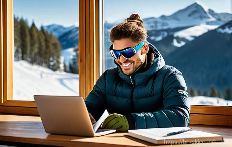 스키 강사의 자기 홍보 전략 - Image Prompt 1: The Digital Hub - A Ski Instructor's Professional Website**