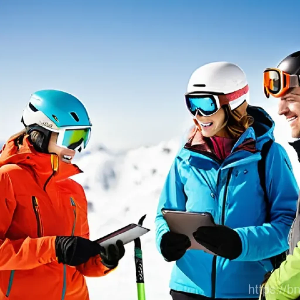 스키 강사의 팀원 간 협력 사례 - **Prompt: Collaborative Ski Instructor Team Meeting on the Slopes**
    "A diverse group of professi...