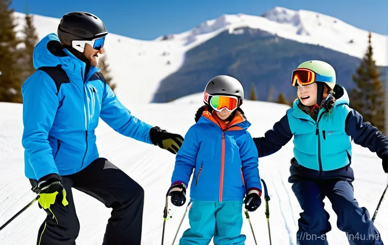 스키 강사의 팀원 간 협력 사례 - **Prompt: Coordinated Safety Measures in Changing Mountain Weather**
    "A vigilant team of ski ins...