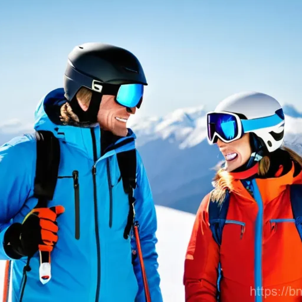 스키 강사로서의 리더십 개발 - **Prompt:** A heartwarming scene featuring an experienced male ski instructor in his late 40s or ear...