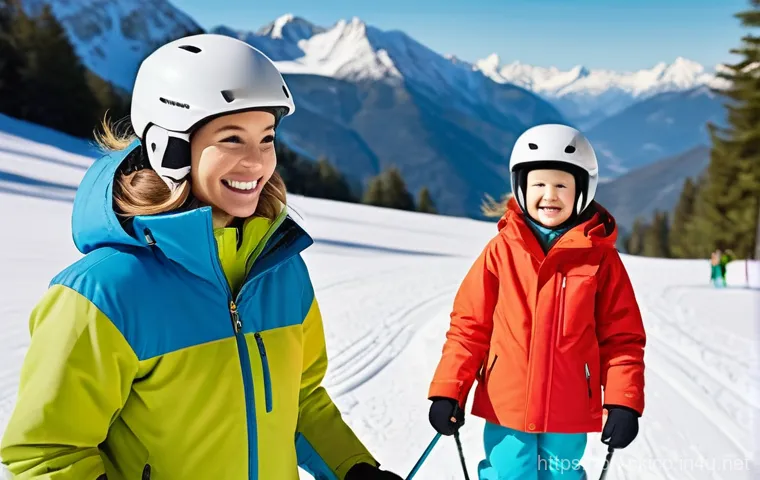 스키 강사의 고객 데이터 관리 - **Prompt:** A cheerful female ski instructor, wearing a brightly colored, functional ski jacket and ...