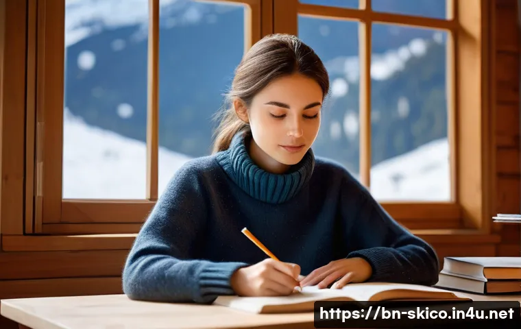 스키 강사의 자격증 시험 기출 문제 분석 - **Prompt 1: Dedicated Study for Ski Instructor Certification**
    "A cozy, warm indoor scene. A det...